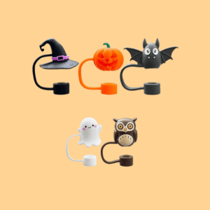 5PCS Halloween Straw Cover Cap for Stanley Cup, Silicone Straw Topper for Stanley 30&40 Oz Tumbler with Handle, 10mm 0.4in Dust-Proof Reusable Straw Tips Lids for Halloween Gifts.