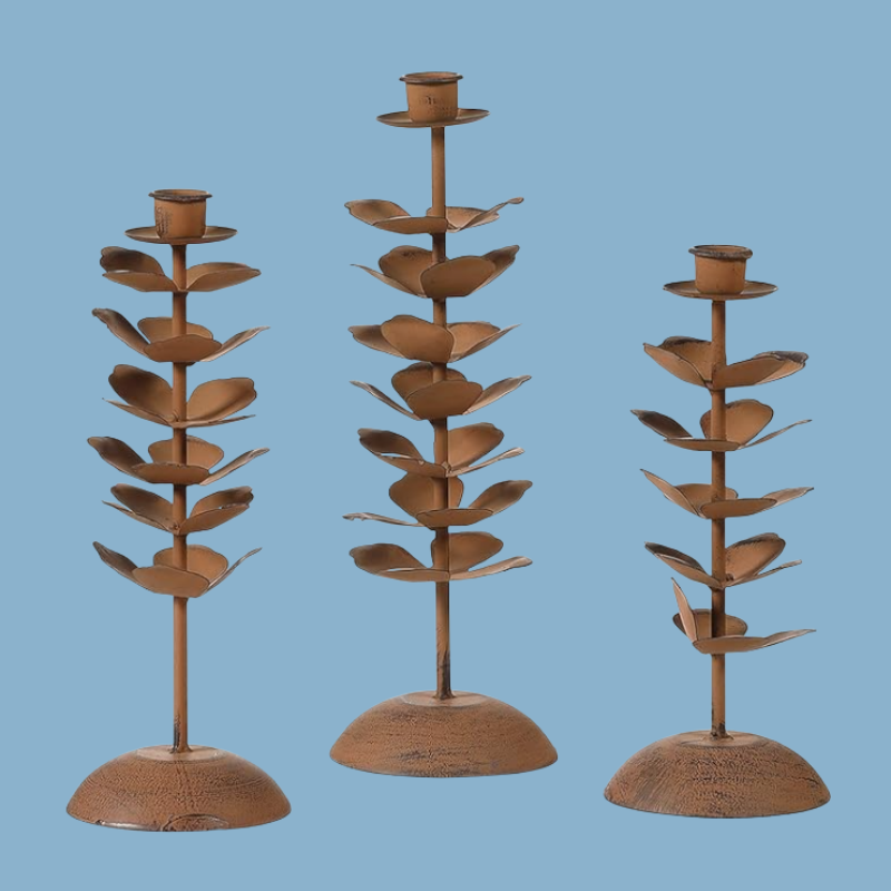 Taper Candle Holders Set of 3, Rustic Candlestick Holders