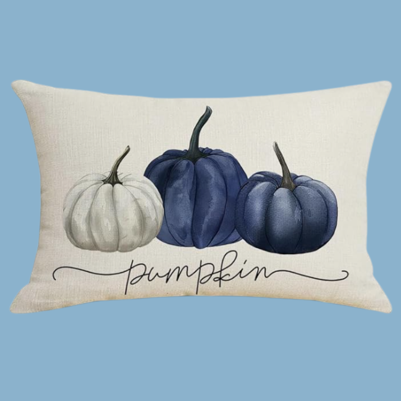 Fall Blue Pumpkins Pillow Covers 12x20 Inch Farmhouse Lumbar Throw Pillow Cover