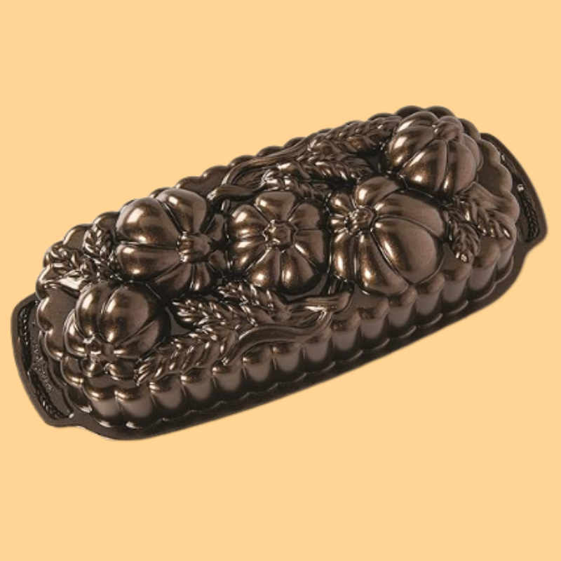 Nordic Ware Wheat & Pumpkin Cast Loaf Pan, 6 Cup Capacity, Bronze