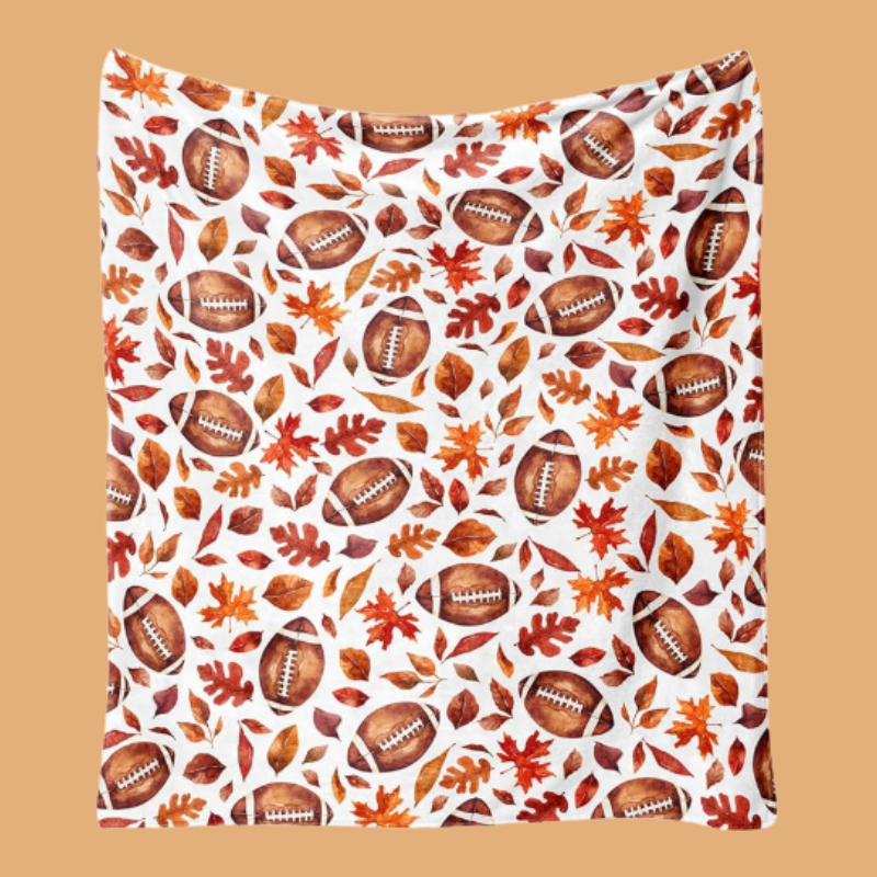 Flannel Fleece Blankets Football Maple Leaves 60"x50"