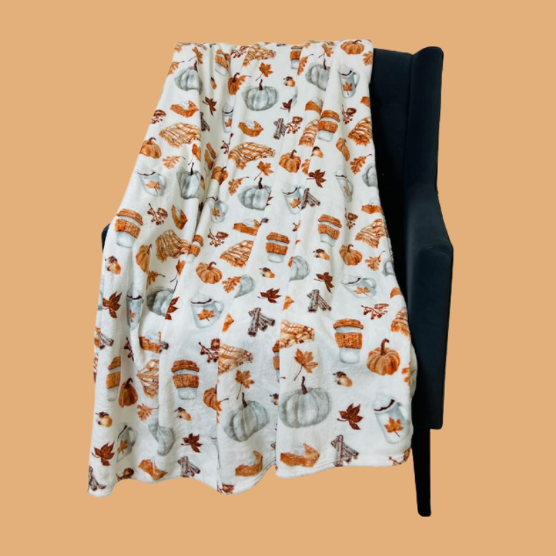 Fall Throw Blanket Soft Fleece: Pumpkin Spice and Everything Nice