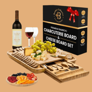 Charcuterie Board Gift Set - Bamboo Cheese Board and Knife Set