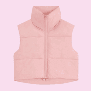 Fuinloth Women's Padded Vest, High Stand Collar Lightweight Zip Crop Puffer Gilet