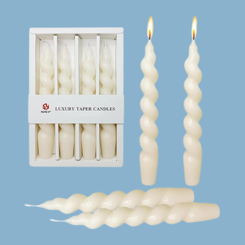 7.5 Inch Taper Candles Candle Sticks Unscented Handmade Set of 4 D(White)
