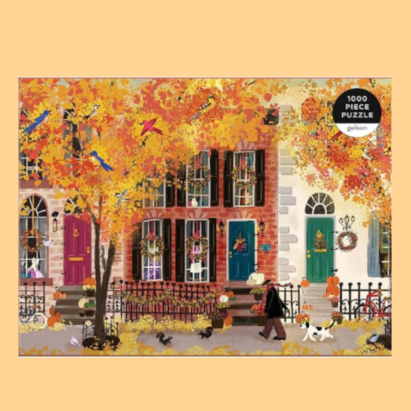 Galison Autumn in The Neighborhood 1000 Piece Puzzle from Galison - 27" x 20"