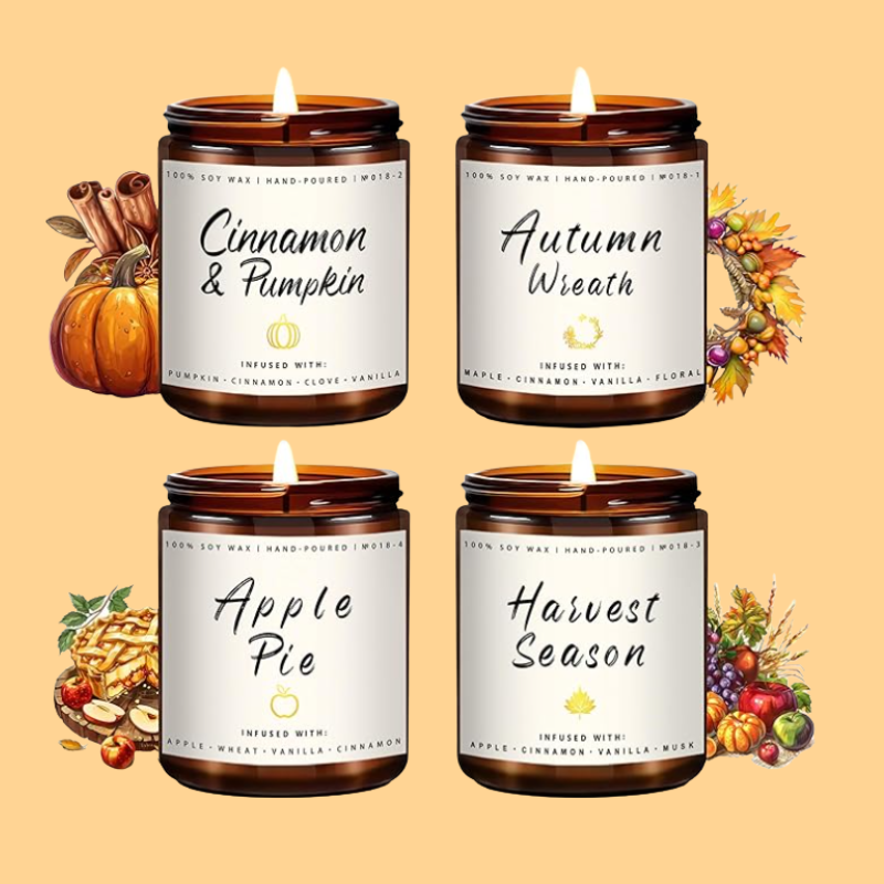 Fall Candles | 4 Pack Scented Candles, Soy Wax Candle Gifts