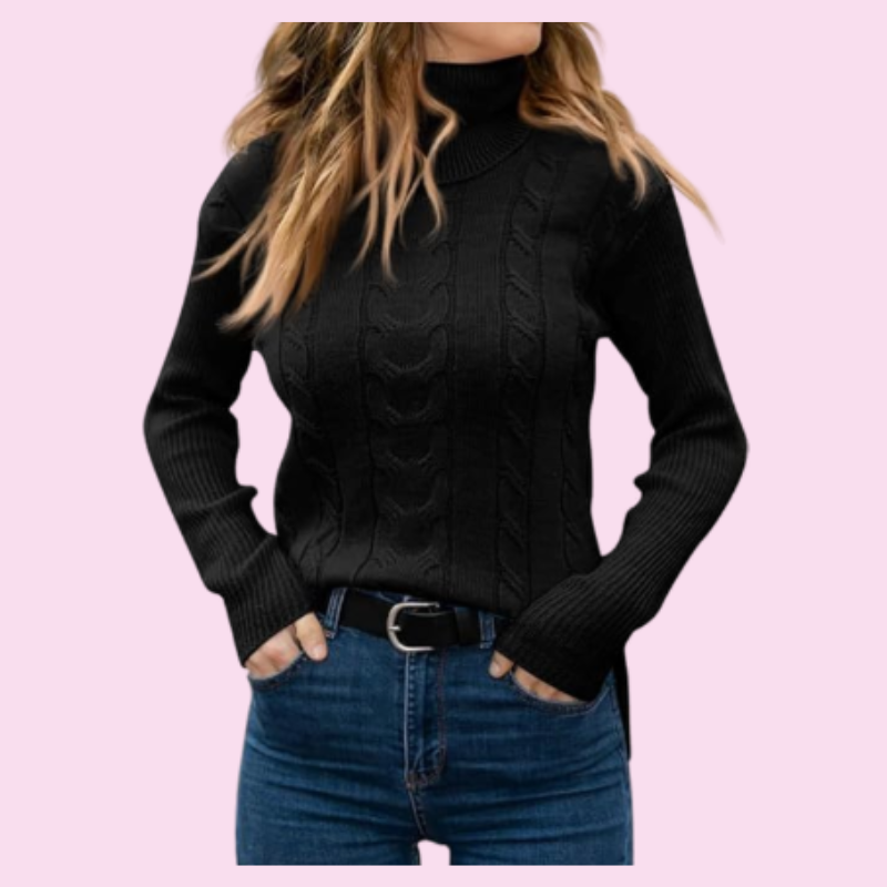 Langwyqu Womens' Turtleneck Long Sleeve Cable Knit Sweaters