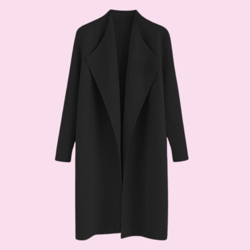 CHICWISH Women's Classy Open Front Knit Coat - Black