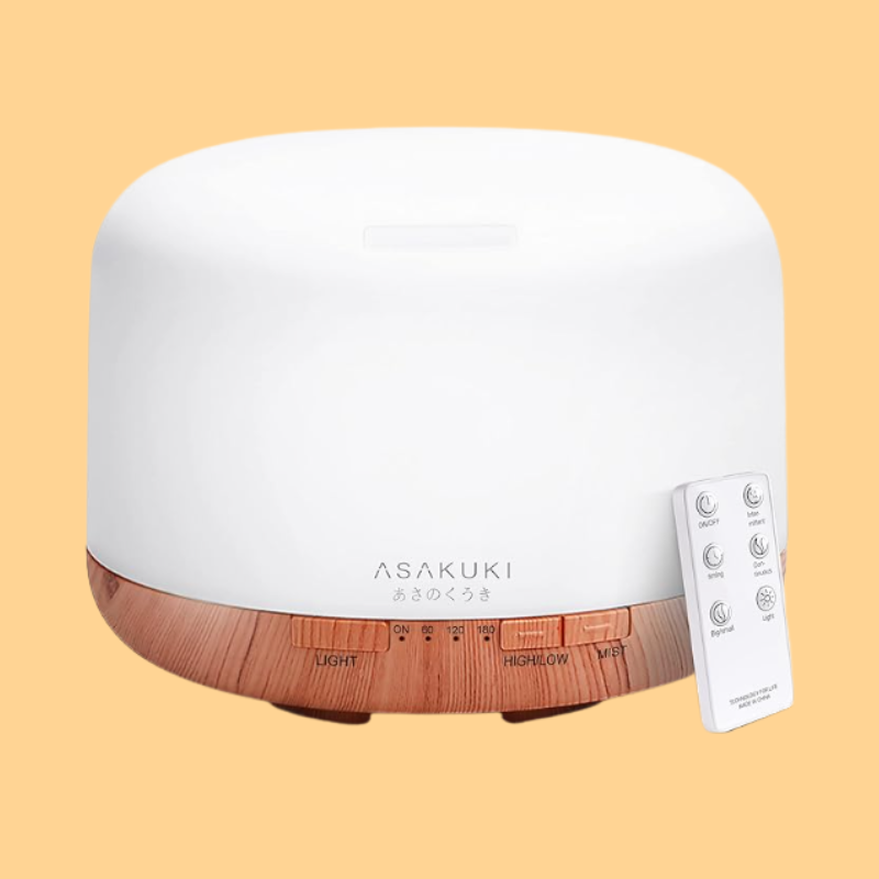 ASAKUKI Essential Oil Diffuser 500ml, Ultrasonic Aromatherapy Humidifier with Remote Control, 7 LED Colors, Timer & Auto-Off, Large Room Diffuser