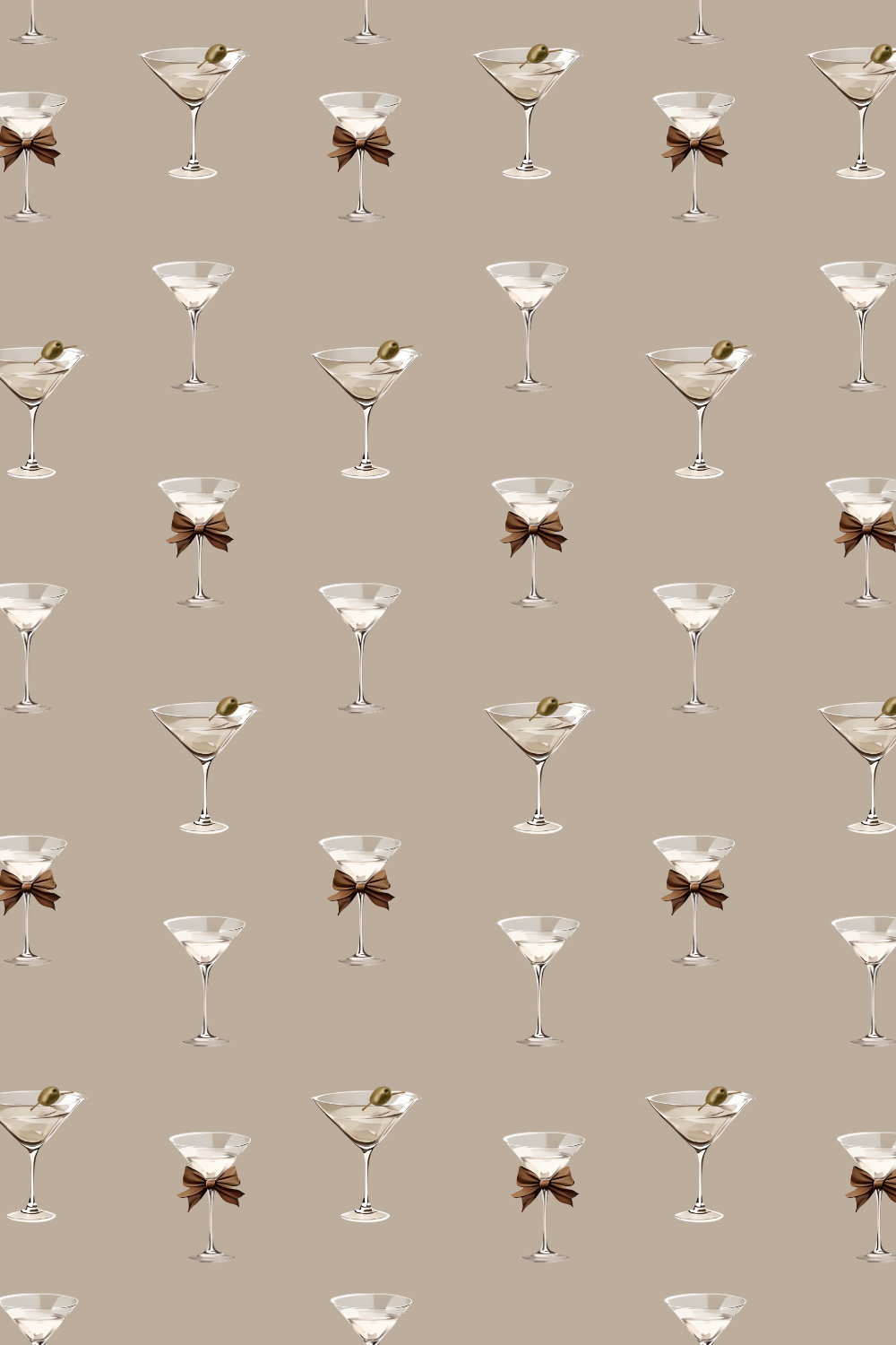 Elegant Pattern of Martini Glasses With Brown Bows Fall Pin Wallpaper