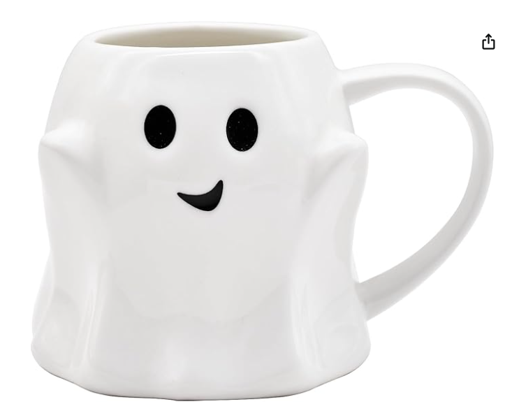 14 oz Halloween Ghost Coffee Mug - Cute Ceramic Ghost Pattern Ghostface Mug Coffee Cup Halloween Accessories Birthday Gifts for Kids Adult (white)