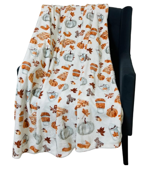 Fall Throw Blanket Soft Fleece: Pumpkin Spice and Everything Nice