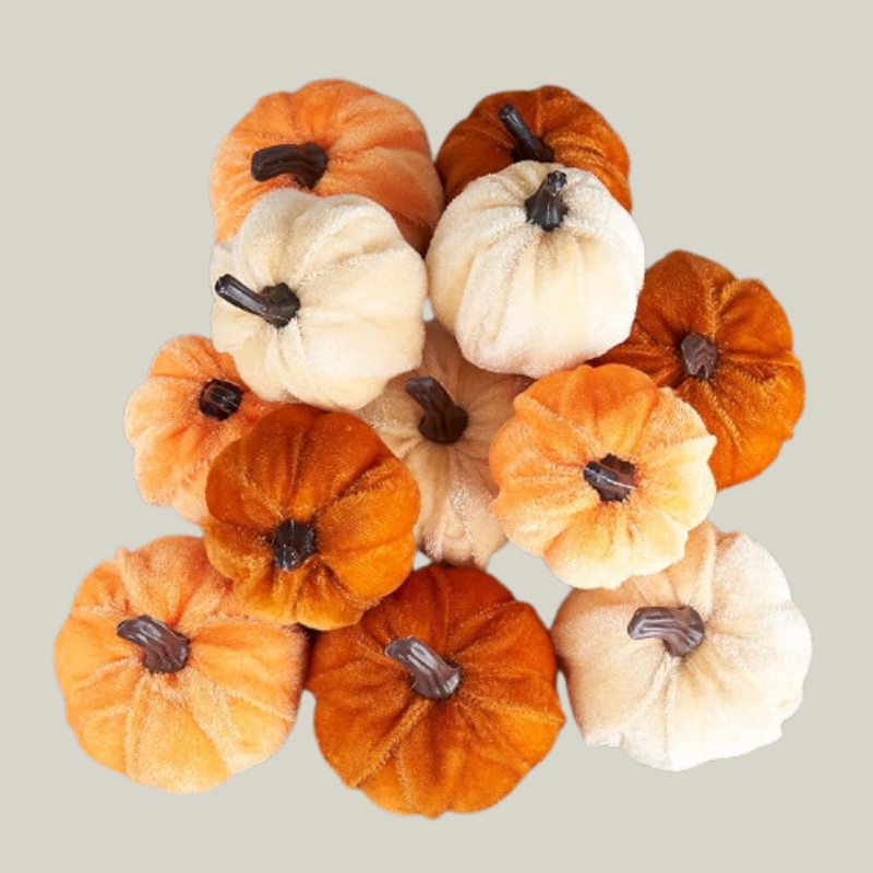 Pumpkin Decor 12pcs Artificial Fake Faux Velvet Pumpkins