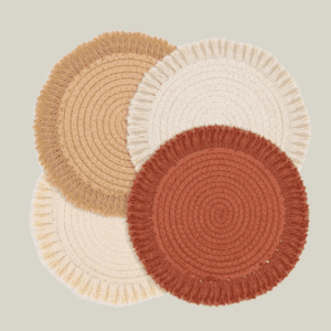 13 Inch Fall Round Cotton Placemat Set of 4 Boho Placemats