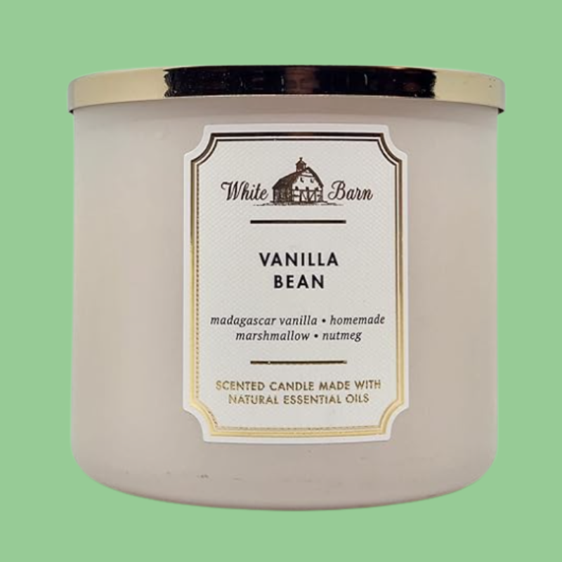 Bath & Body Works, White Barn 3-Wick Candle w/Essential Oils (Vanilla Bean)