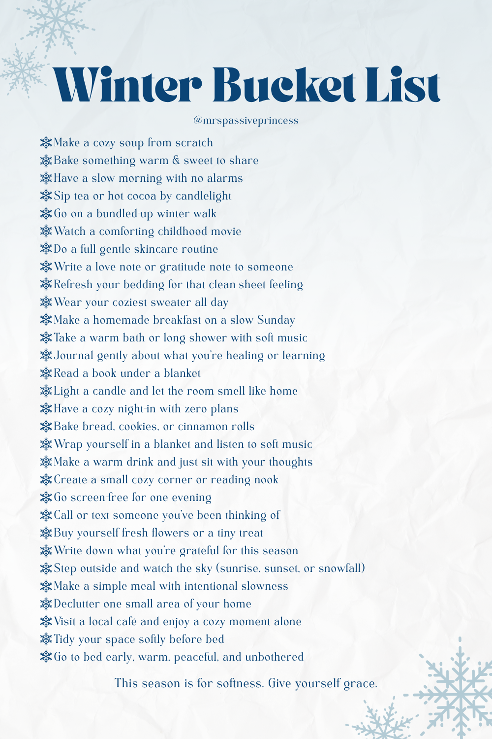 Winter Bucket List Printable