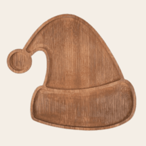 Maxcheck Santa Hat Christmas Serving Tray Platter Charcuterie Board Christmas Wood Serving Dish Cutting Board Rustic Farmhouse 11.42 x 10.43 Inches Table Plate for Cheese Food Fruit Party