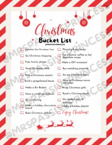 Christmas Bucket List Printable