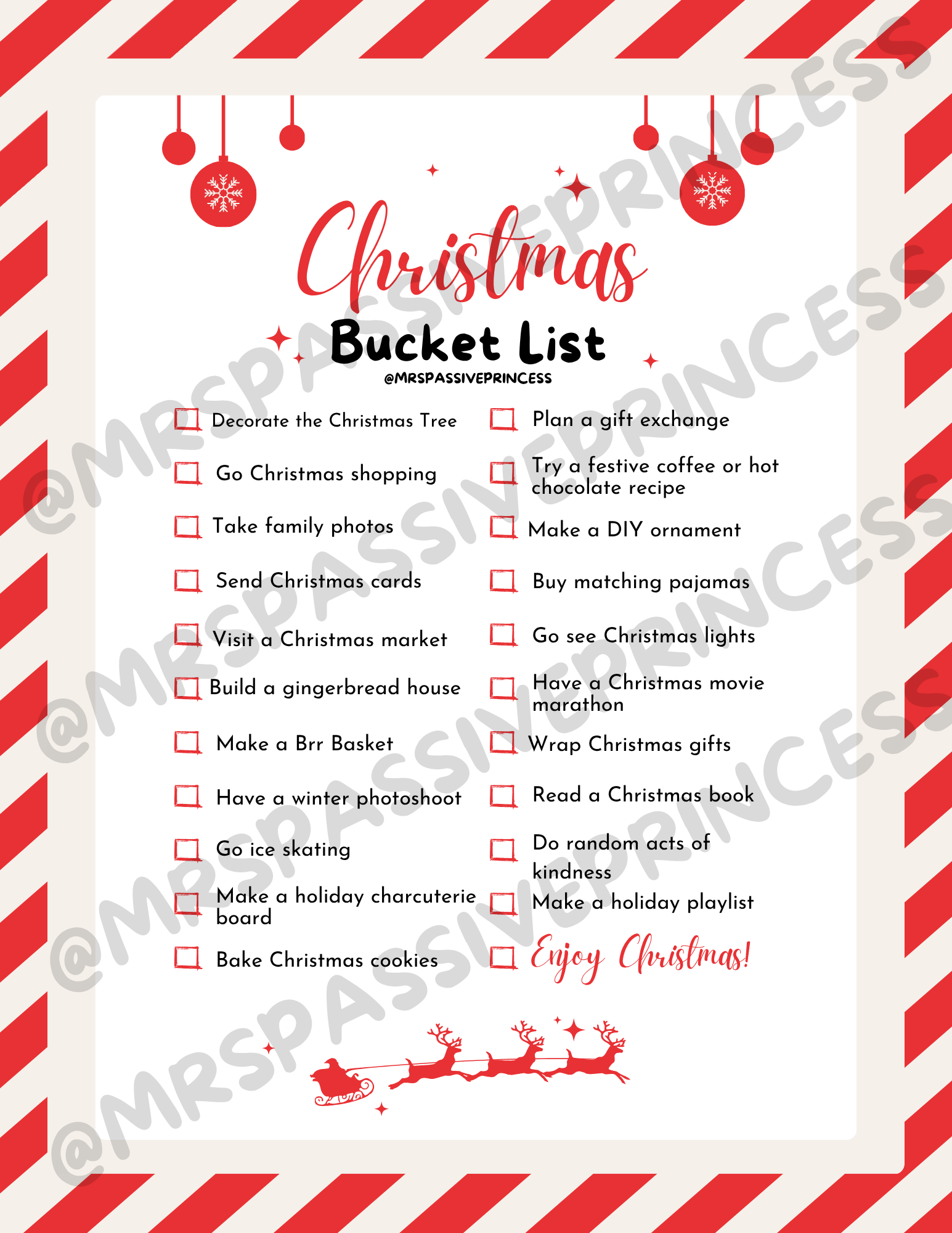 Christmas Bucket List Printable